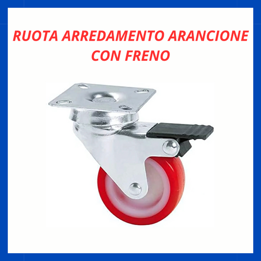 Ruota arredamento arancione con freno FR.